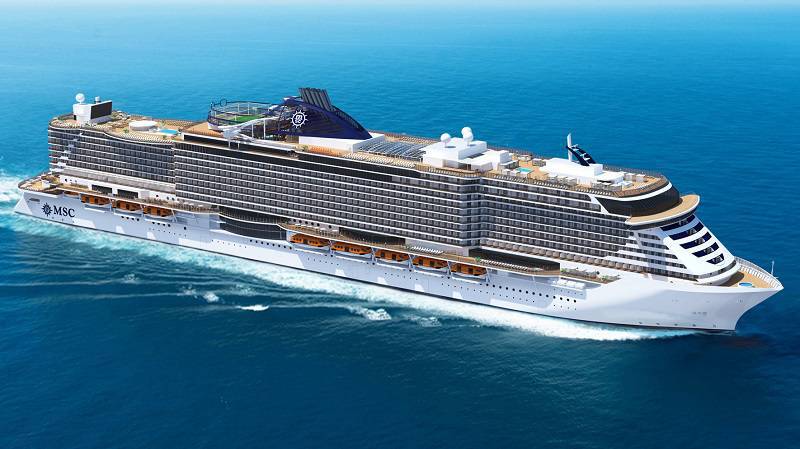 Modernes Kreuzfahrt MSC Seaside legt in der Hauptstadt Puerto Rico an